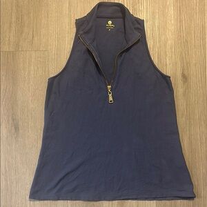 Women's Blue Sleeveless Top with Zipper Spartina